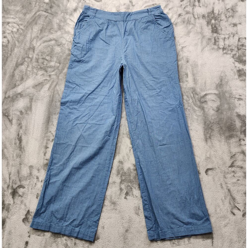 Deja Bleu Pants Womens M Blue Pull On Wide Leg‎ Cotton Casual Lounge Comfort